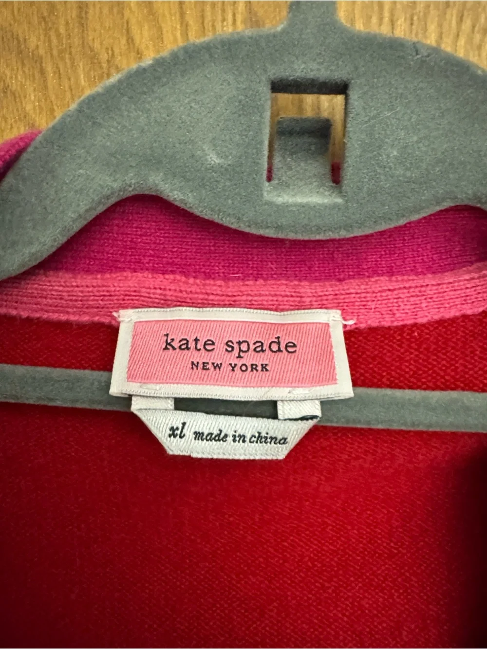 kate spade Red & Pink Colorblock V-Neck Cardigan with Black Accents